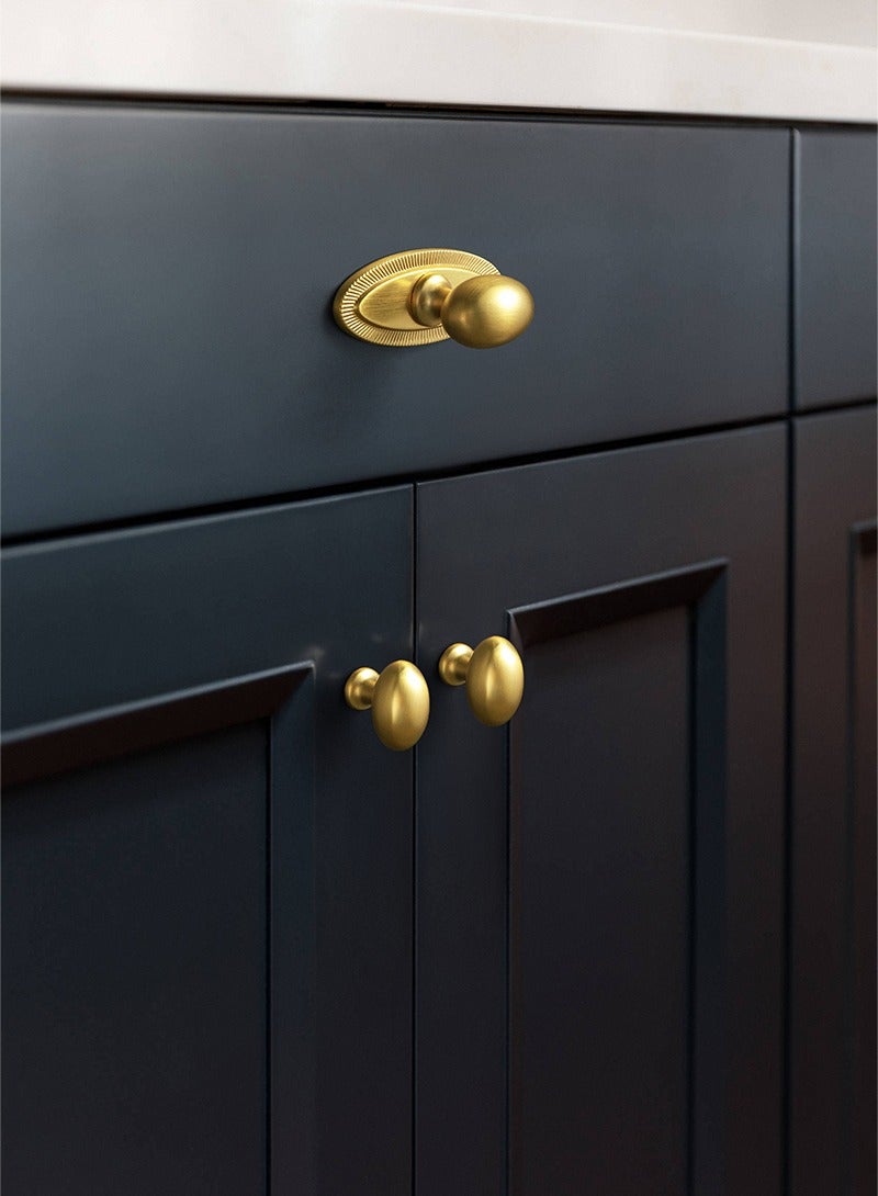 Goo-Ki مجموعة مقابض خزانة Goo-Ki من 6 مقابض بيضاوية ذهبية مصقولة مع ألواح خلفية مربعة ومسامير متضمنة - خزانة ملابس / خزانة حديثة - هيكل متين من سبائك الزنك - Image 2