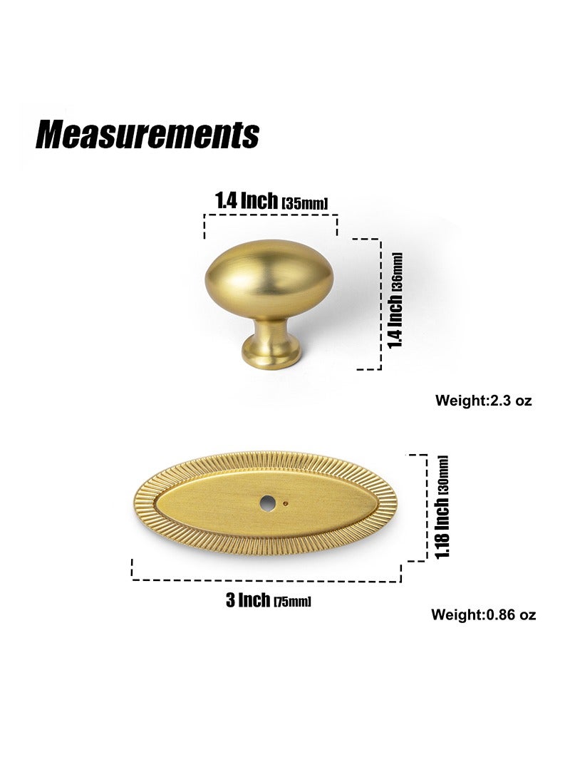 Goo-Ki مجموعة مقابض خزانة Goo-Ki من 6 مقابض بيضاوية ذهبية مصقولة مع ألواح خلفية مربعة ومسامير متضمنة - خزانة ملابس / خزانة حديثة - هيكل متين من سبائك الزنك - Image 5
