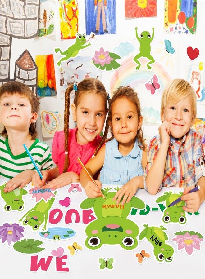 CPicdn 140Pcs Valentine's Day Frog Bulletin Board Classroom Decorations Green Frog Name Tags Butterfly Heart Accent Cutouts We Toad-a-Ly Love Our Class Valentines Spring School Classroom Door Decor - Image 5