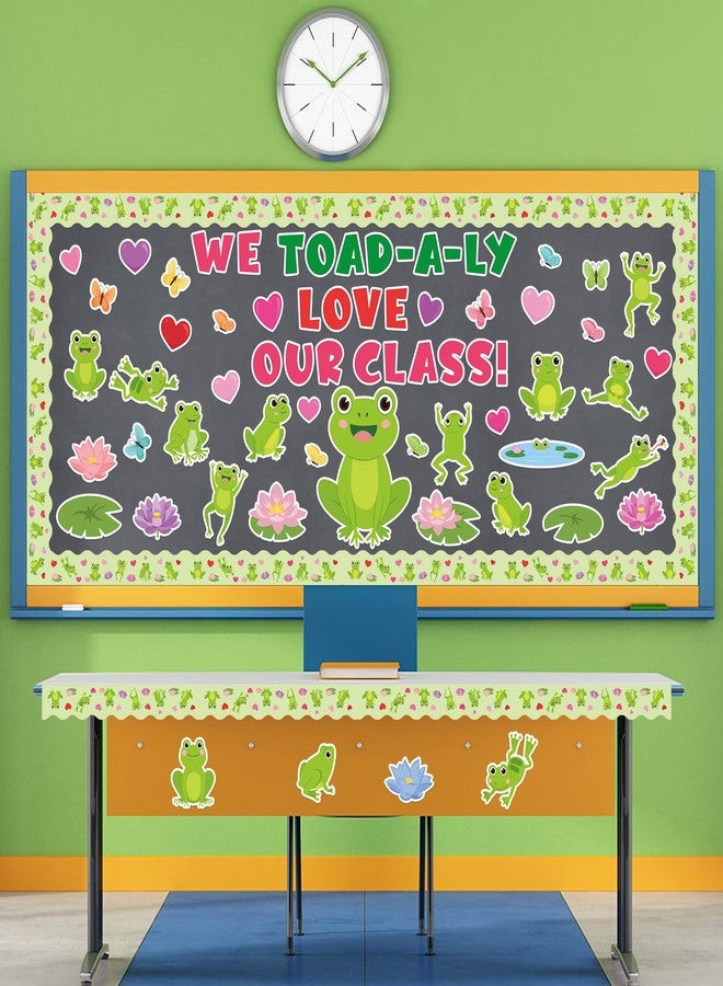CPicdn 140Pcs Valentine's Day Frog Bulletin Board Classroom Decorations Green Frog Name Tags Butterfly Heart Accent Cutouts We Toad-a-Ly Love Our Class Valentines Spring School Classroom Door Decor - Image 4