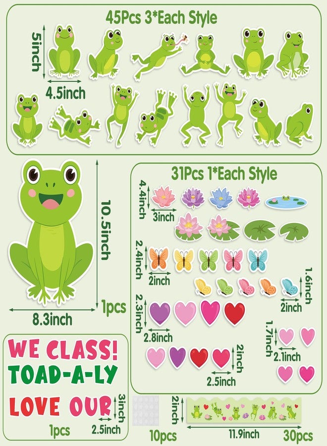 CPicdn 140Pcs Valentine's Day Frog Bulletin Board Classroom Decorations Green Frog Name Tags Butterfly Heart Accent Cutouts We Toad-a-Ly Love Our Class Valentines Spring School Classroom Door Decor - Image 2