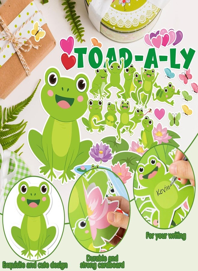 CPicdn 140Pcs Valentine's Day Frog Bulletin Board Classroom Decorations Green Frog Name Tags Butterfly Heart Accent Cutouts We Toad-a-Ly Love Our Class Valentines Spring School Classroom Door Decor - Image 3