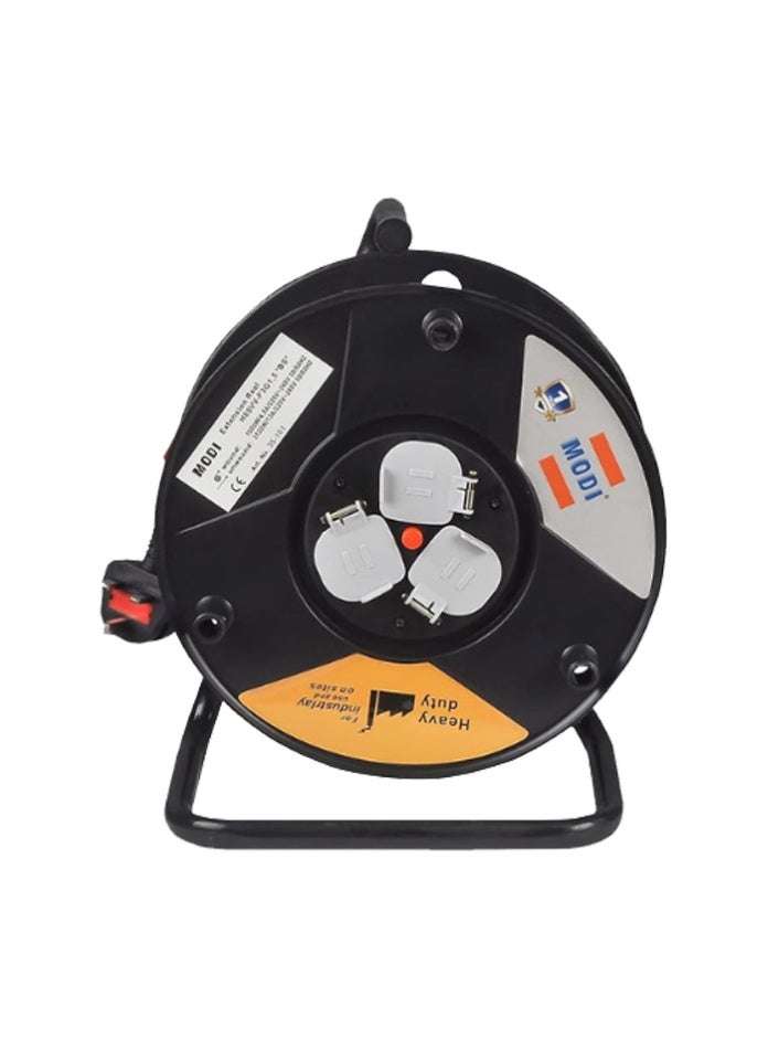 MODI 50M Heavy Duty Extension Cable Reel with 3 Sockets, 2×1.5mm² Power Extension Cord, Socket Safety Shutter for Home, Workshop & Outdoor Use - Image 3