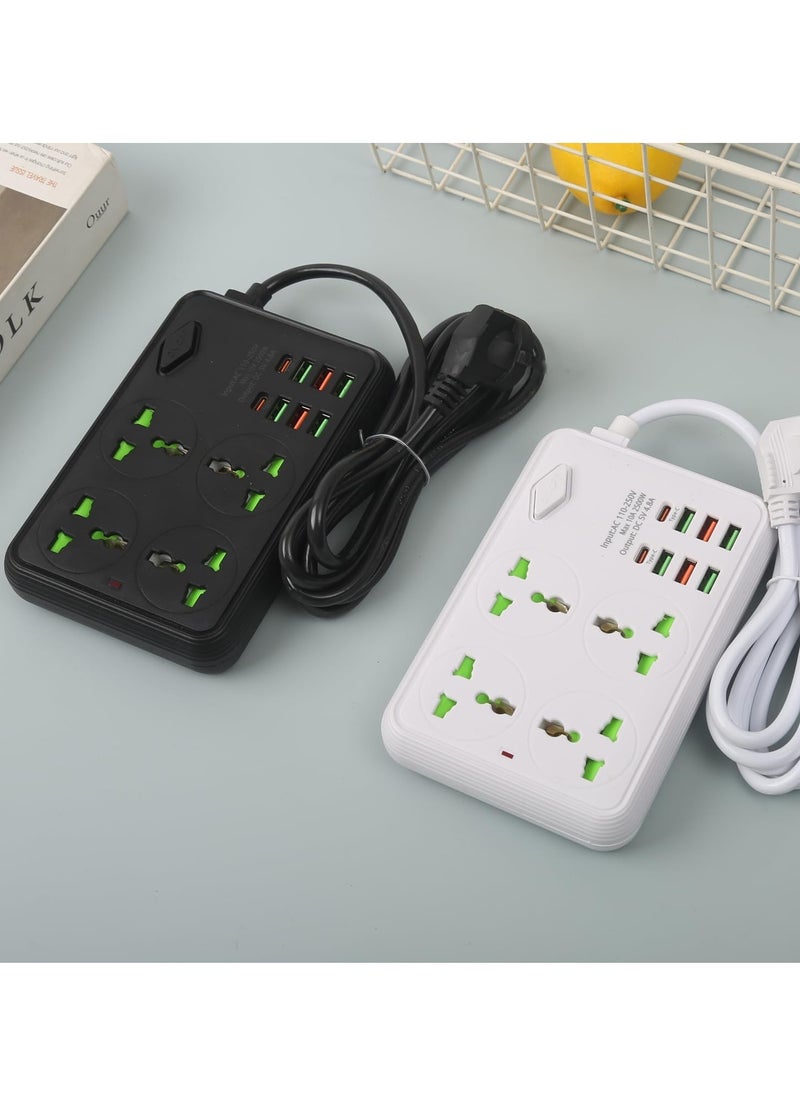 TYCOM - Tycom Power Strip Surge Protector with USB- Extension Cord Flat Plug with Widely 6 AC Outlet and 6 USB + 2 Type C, Small Desktop Station with 6 ft Power Cord, Compact Socket Z68 White. - Image 1