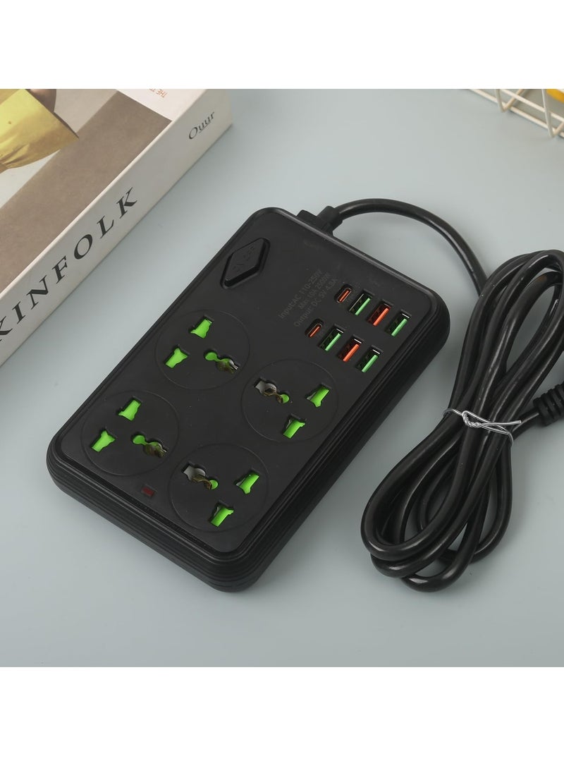 TYCOM - Tycom Power Strip Surge Protector with USB- Extension Cord Flat Plug with Widely 6 AC Outlet and 6 USB + 2 Type C, Small Desktop Station with 6 ft Power Cord, Compact Socket Z68 White. - Image 1
