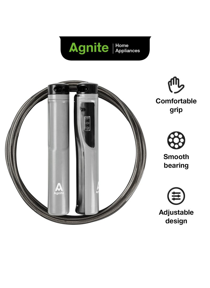 Deli Agnite Er031 Digital Counting Jump Rope, Adjustable Speed Rope With Lcd Counter, Smooth Bearings, And Steel Cable For Fitness, Cardio, And Workout Training.  - Image 1