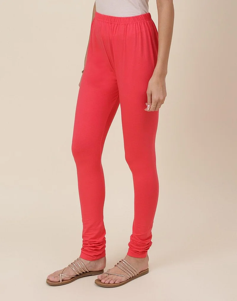 Fabindia Pink Cotton Knitted Churidar With Elasticated Waist