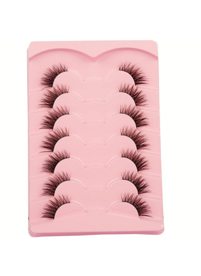 Gmagictobo False Eyelashes Natural Half Lashes Cat Eye Clear Band Lashes Fluffy Wispy 3D Faux Mink Lashes Pack Soft Strips Fake Eyelashes 7 Pairs  - Image 3
