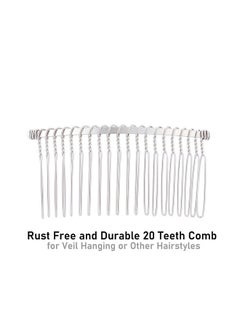 Lawie Lawie 20 Pack Bulk 20 Teeth Silver Metal Side Hair Combs Wire Twist Hair Clips Wedding Bridal Veil Combs Decorative Headpiece French Twist Updo Bun Accessories  - Image 5