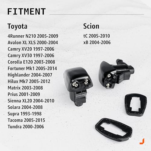 Click&Fit فوهات غسيل الزجاج الأمامي Click&Fit متوافقة مع تويوتا تاكوما 2005-2015، توندر 2000-2006، هايلاندر 04-07، 4رانر 05-09، كورولا 03-08 – رشاشات مياه المساحات تحل محل 8538144010، عبوة من 2 - Image 2