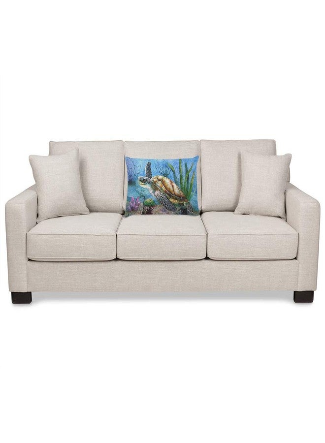 EKOBLA Throw Pillow Cover Sea Turtle Ocean Theme Nautical Animal Underwater Marine Plants Seaweed Pattern Wildlife Decor Lumbar Pillow Case Cushion for Sofa Couch Bed Standard Queen Size 20x30 Inch - Image 3