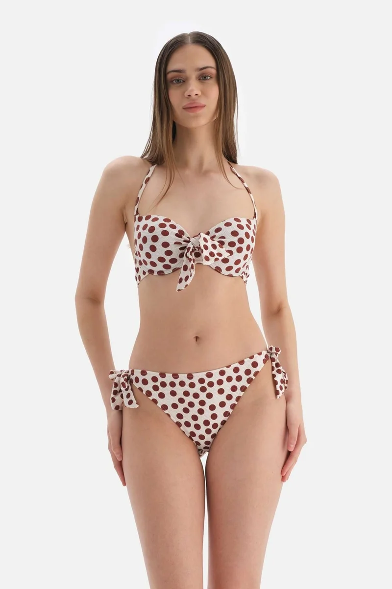 داجي Brown - Ecru Covered Bikini Top