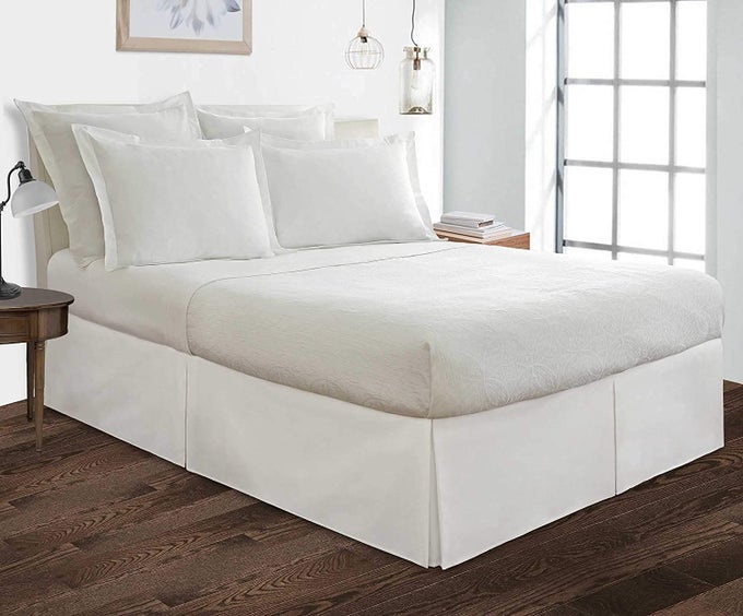 BED SKIRT KING SIZE 100 COTTON BLEND FABRIC PREMIUM TAILORED FIT 1PC BEDSKIRT KING SIZE 12 DROP LENGTH WHITE SOLID