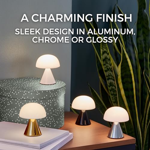 Lexon Mina Small Mushroom Lamp - LED Portable Bedside Light for Bedrooms, Kids & Nursery - Rechargeable with 12h Autonomy & Memory Dimmer, Aluminum - Bronze - Image 5