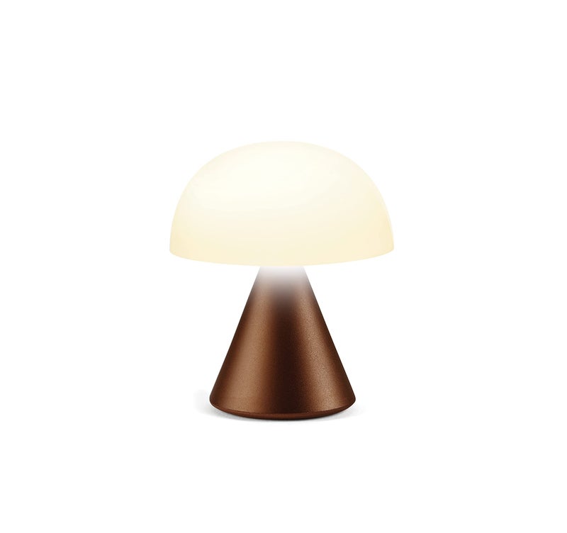 Lexon Mina Small Mushroom Lamp - LED Portable Bedside Light for Bedrooms, Kids & Nursery - Rechargeable with 12h Autonomy & Memory Dimmer, Aluminum - Bronze - Image 1
