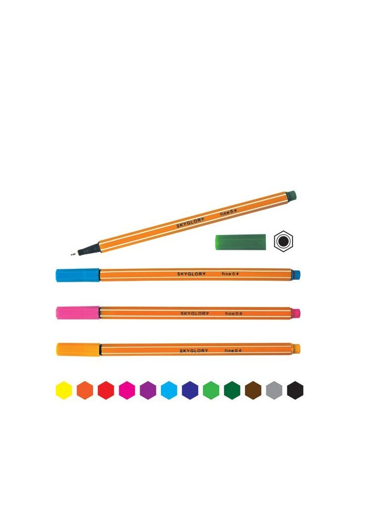 Sky Glory - Sky Glory Better Fine 0.4 mm Pen, Set of 6 Colors - No:SG854 - Image 1