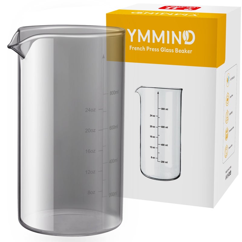 YMMIND Standard Universal Design 34 oz French Press Replacement Glass Beaker, Fits Most Brands French Press Coffee Makers (1Quart / 1000ml / 5-6 Cup) Coffee Press Borosilicate Glass Water Bottle (Grey) - Image 1