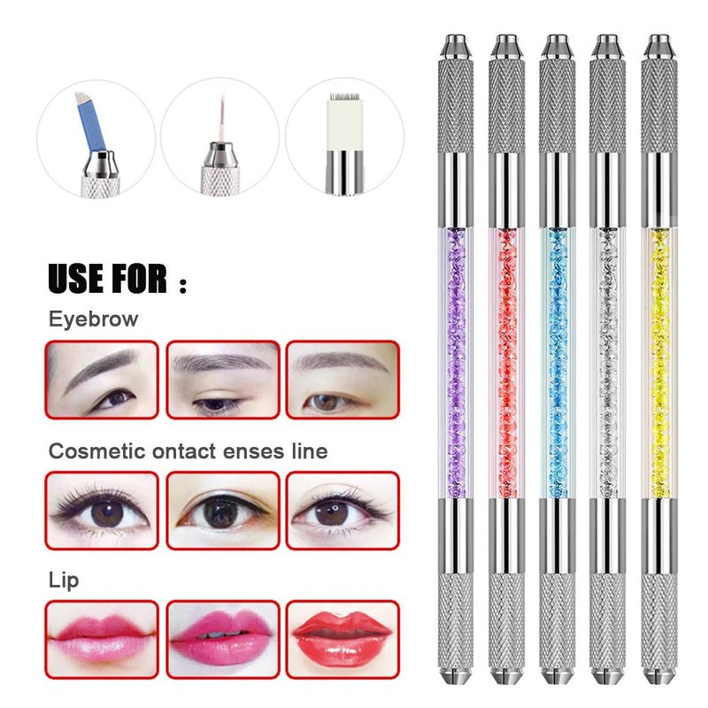 Bysiter 10 Pcs Double Sided Manual Tattoo Fog Eyebrow Pen Needle Tip Holder Tool Manual Pen Kit for Makeup Supplies - Image 2