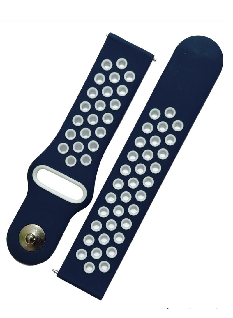 شريط ساعة رياضي من السيليكون مقاس 20 مم لـ Xiaomi Amazfit GTS2 / GTS  /GTS 2e /GTS 2 Mini) - ازرق/ابيض - Image 1