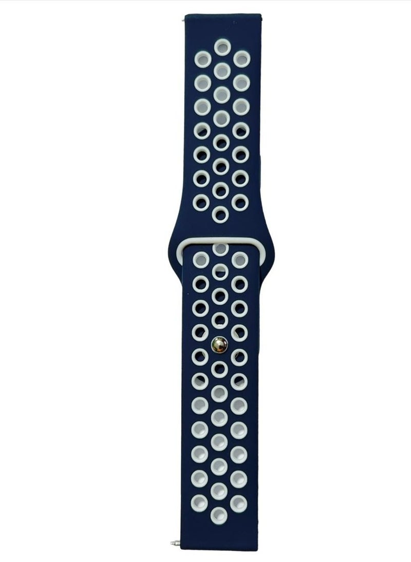 شريط ساعة رياضي من السيليكون مقاس 20 مم لـ Xiaomi Amazfit GTS2 / GTS  /GTS 2e /GTS 2 Mini) - ازرق/ابيض - Image 3