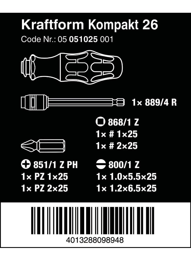Wera Wera KK 26 7-In-1 Bitholding Screwdriver with Removable Bayonet Blade, Silver  - Image 2