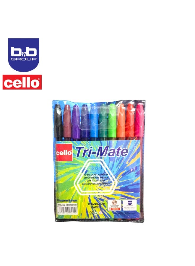 تشيلو قلم حبر جاف سيلو الأصلي ثلاثي الأطراف ذو رأس متوسط ​​(1.0 مم) (متنوع، عبوة من 10 أقلام) - Image 4