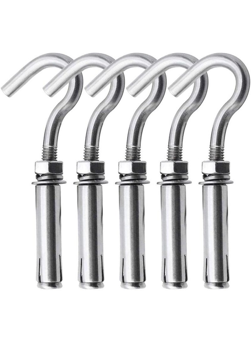 Concrete Wall Hook, 304 Stainless Steel Expansion Hook Heavy Duty Concrete Hook Open Cup Hook Expansion Bolts for Concrete Wall (5, M6) - Image 1