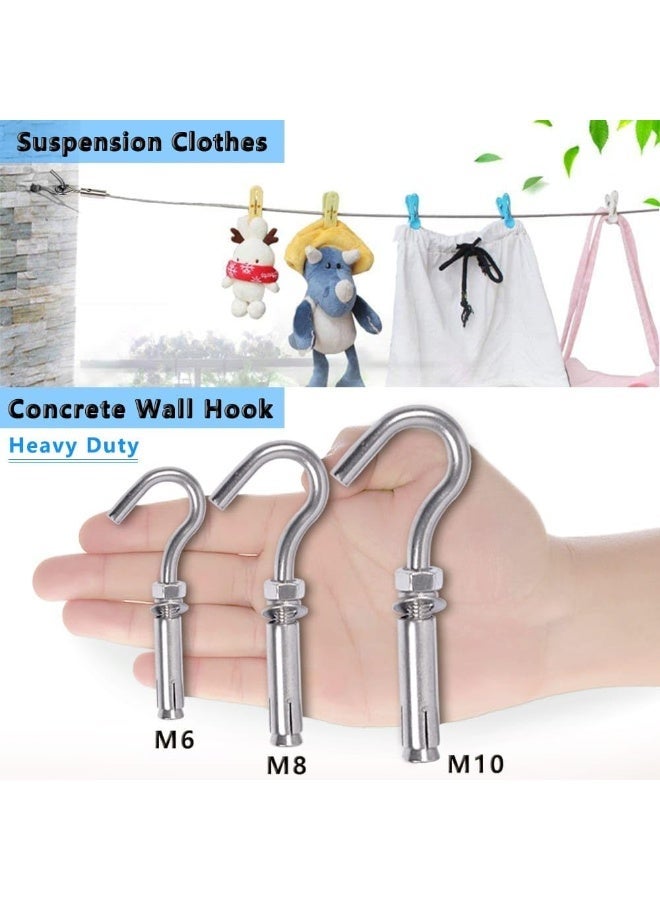 Concrete Wall Hook, 304 Stainless Steel Expansion Hook Heavy Duty Concrete Hook Open Cup Hook Expansion Bolts for Concrete Wall (5, M6) - Image 2