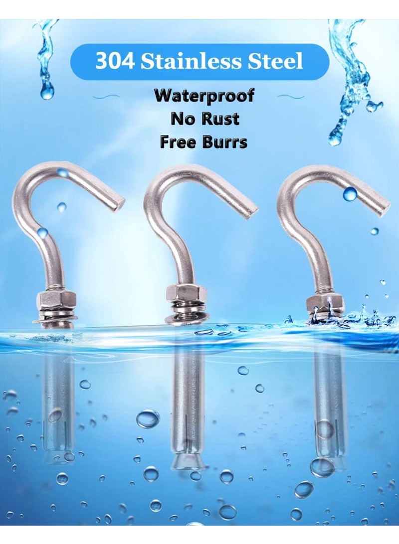 Concrete Wall Hook, 304 Stainless Steel Expansion Hook Heavy Duty Concrete Hook Open Cup Hook Expansion Bolts for Concrete Wall (5, M6) - Image 5