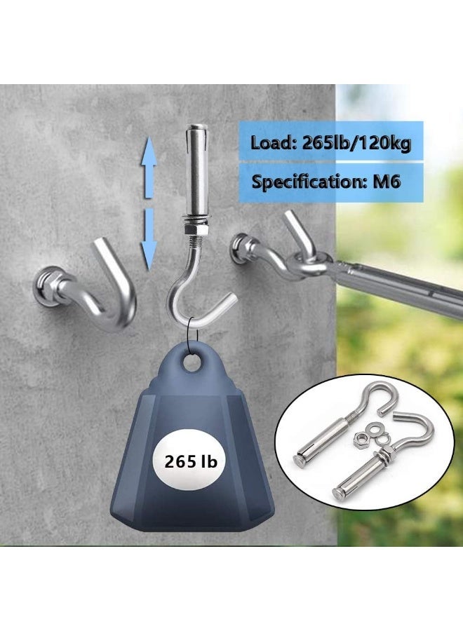 Concrete Wall Hook, 304 Stainless Steel Expansion Hook Heavy Duty Concrete Hook Open Cup Hook Expansion Bolts for Concrete Wall (5, M6) - Image 3