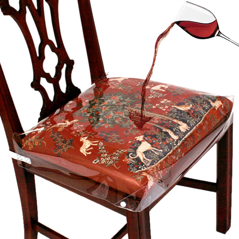 LAMINET New & Improved Deluxe Heavy-Duty Waterproof Spill Resistant Removable Crystal-Clear Plastic Adjustable Patented Chair Seat Protector - Fits Chair Seats Up to 21â€³ x 21â€³ - Set of 4 - Image 1