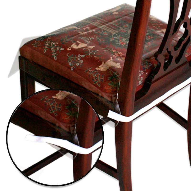 LAMINET New & Improved Deluxe Heavy-Duty Waterproof Spill Resistant Removable Crystal-Clear Plastic Adjustable Patented Chair Seat Protector - Fits Chair Seats Up to 21â€³ x 21â€³ - Set of 4 - Image 4