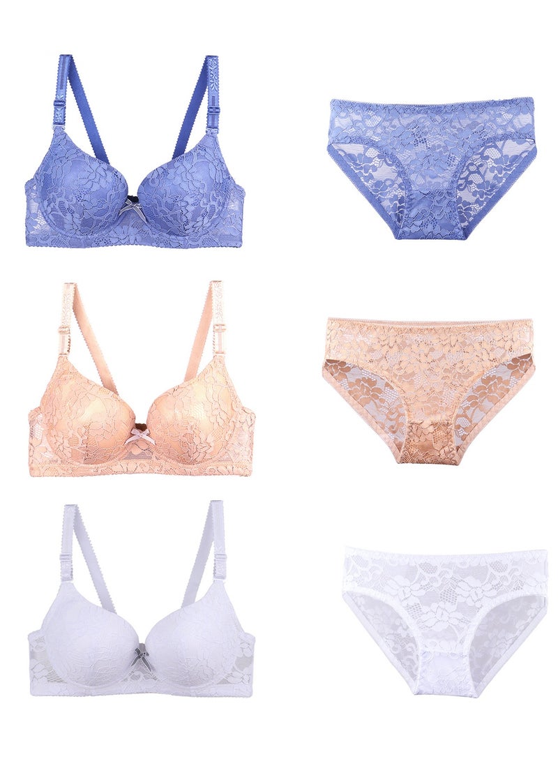 Lace Thin Women's Bra and Panties 6-piece Set  - Image 1