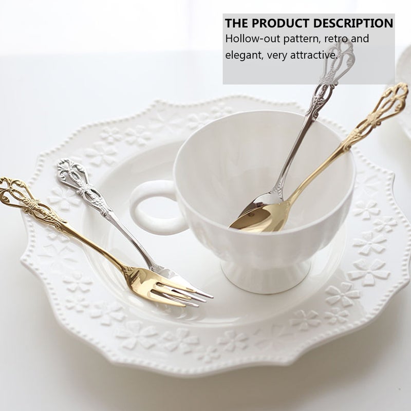 1 Set Kitchen Tableware English Fork Spoon Eating Tools Retro Tableware - Image 5