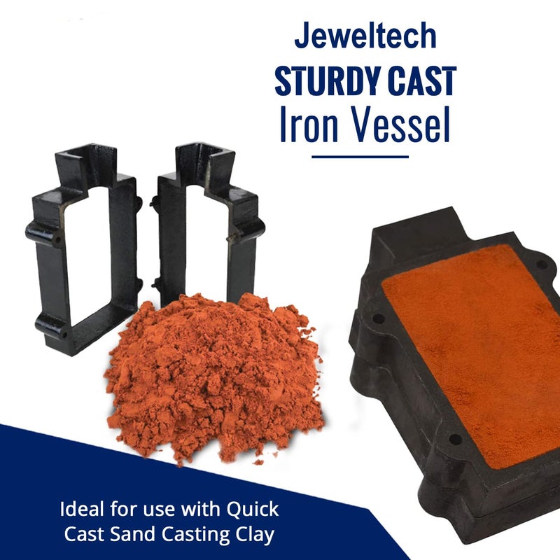 JEWELTECH مجموعة صب الرمل من جويلتيك مع 2 كجم من طين الصب السريع بتروبوند لأدوات صنع المجوهرات وصب المعادن مع قالب من الحديد الزهر وإطار صب ذوبان المعادن - Image 2