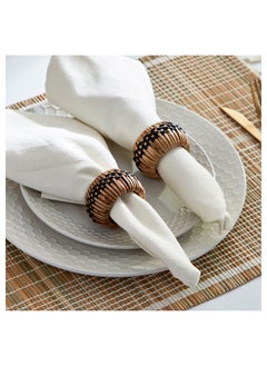 Home Box Vejile 2-Piece Rattan and Wood Napkin Ring Set 5x5x5 cm  - Image 1