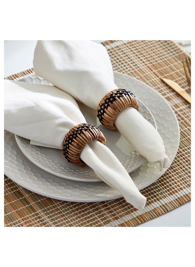 Home Box Vejile 2-Piece Rattan and Wood Napkin Ring Set 5x5x5 cm  - Image 1