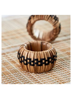 Home Box Vejile 2-Piece Rattan and Wood Napkin Ring Set 5x5x5 cm  - Image 4