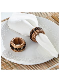 Home Box Vejile 2-Piece Rattan and Wood Napkin Ring Set 5x5x5 cm  - Image 2