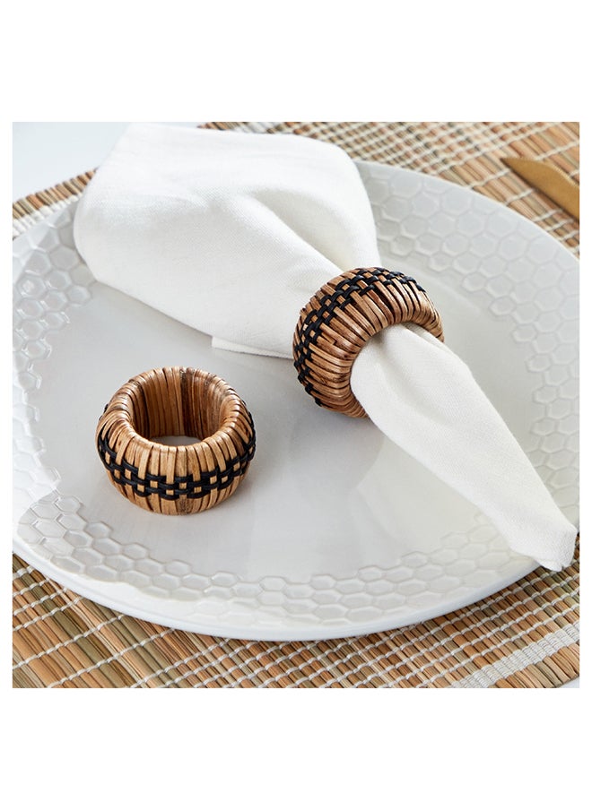 Home Box Vejile 2-Piece Rattan and Wood Napkin Ring Set 5x5x5 cm  - Image 2