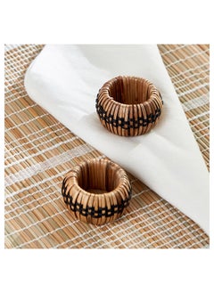 Home Box Vejile 2-Piece Rattan and Wood Napkin Ring Set 5x5x5 cm  - Image 3