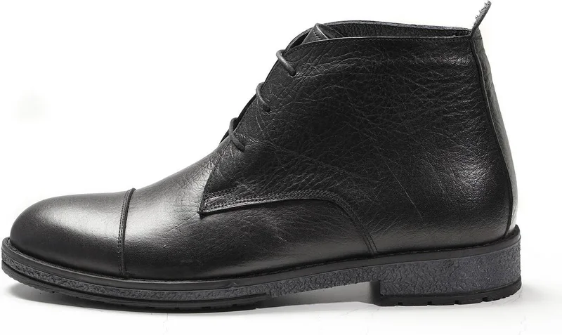Dufy Black Men's Leather Lace-up Flat Boots