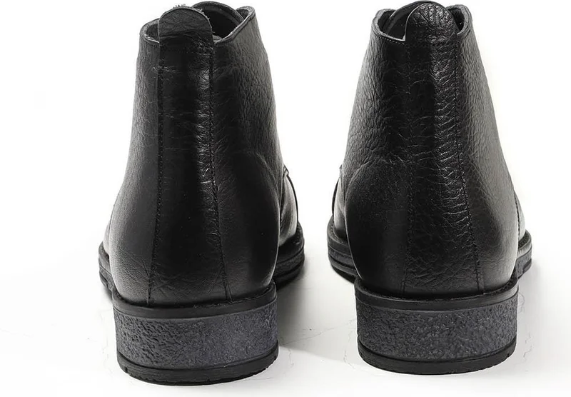 Dufy Black Men's Leather Lace-up Flat Boots