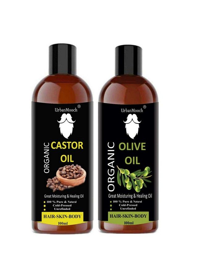 UrbanMooch Premium Cold Pressed Castor Oil & Extra Light Olive Oil For Hair & Skin Combo (Each 100Ml) - Image 1