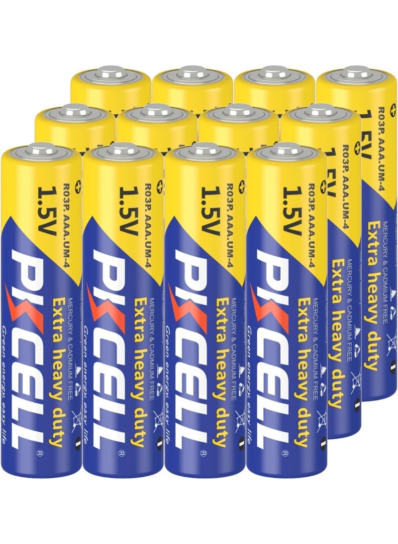 بي كي سيل AAA High Performance Zinc Carbon Batteries 1.5 V for Remote Controls, Fixed Phones, Toys, Pack of 12 PKCELL - Image 1