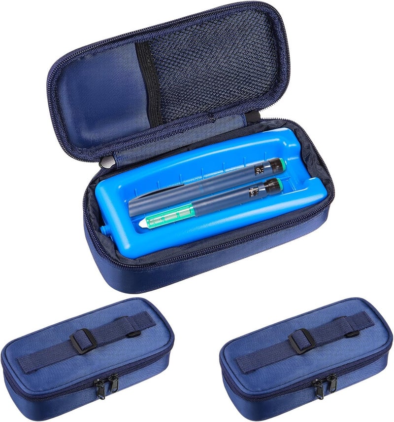 Threlaco 2 Set Insulin Pen Cooler Travel Case Diabetic Medication Carrying Insulated Bag Keep Medicine Cool Portable Injection Medical Bottle Storage with Protective Ice Brick79x35x2 in - Image 1