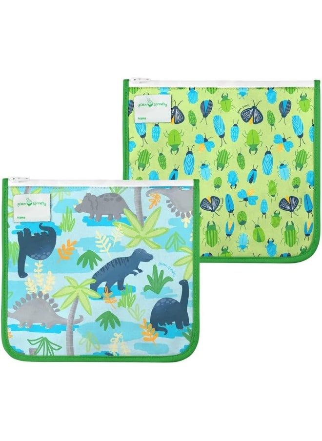 green sprouts green sprouts Reusable Insulated Sandwich Bags (2 Pack) | Holds Food, Utensils, Wipes & More | Keeps Food Fresh | Waterproof  - Image 1
