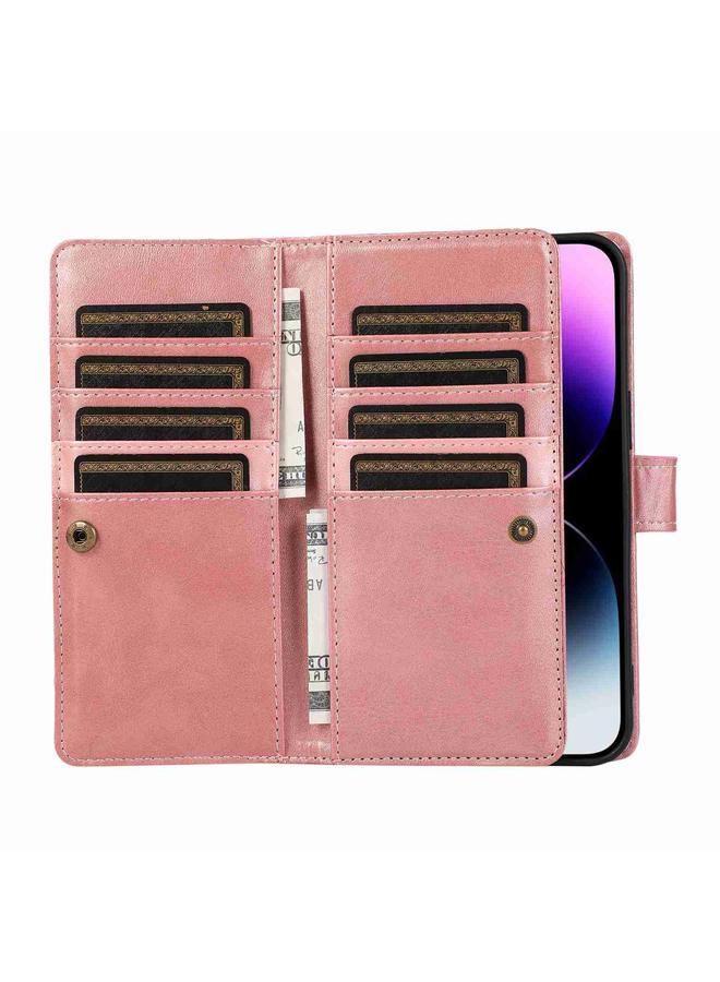 زبون جراب هاتف جلدي مع سوار معصم وفتحة بطاقة لهاتف iPhone 13 Pro Max - Image 5