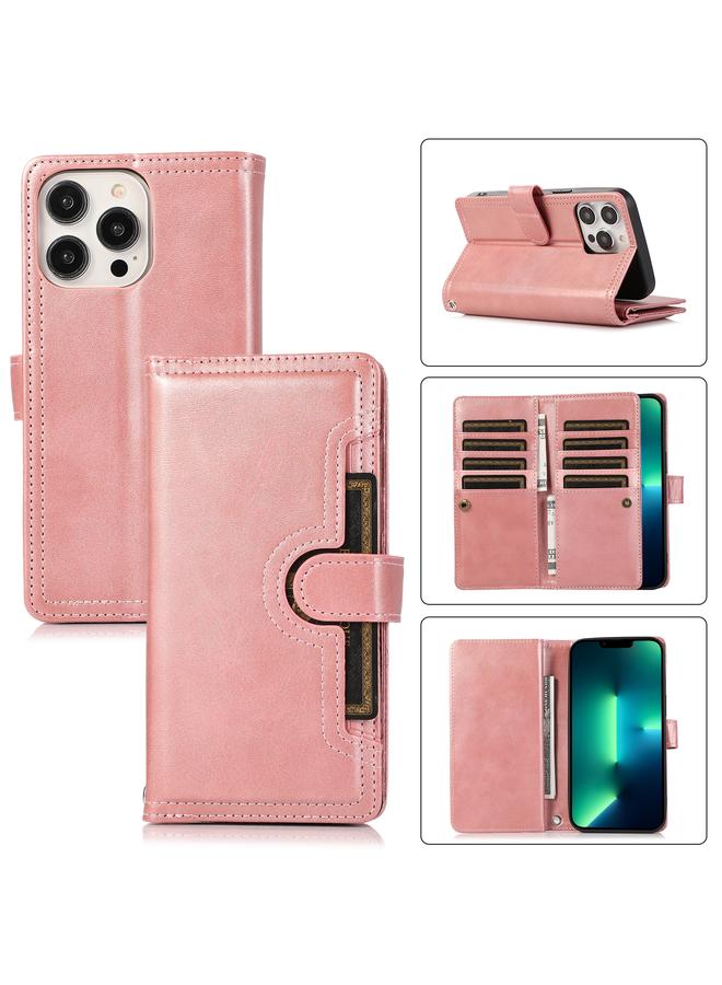 زبون جراب هاتف جلدي مع سوار معصم وفتحة بطاقة لهاتف iPhone 13 Pro Max - Image 1