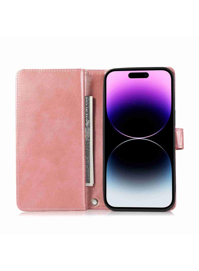 زبون جراب هاتف جلدي مع سوار معصم وفتحة بطاقة لهاتف iPhone 13 Pro Max - Image 4